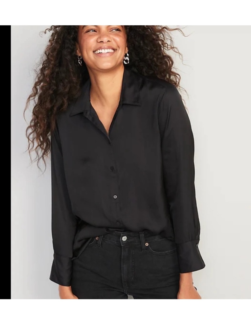 GAP Women's Black Button-Down Long Sleeve Shirt size xs